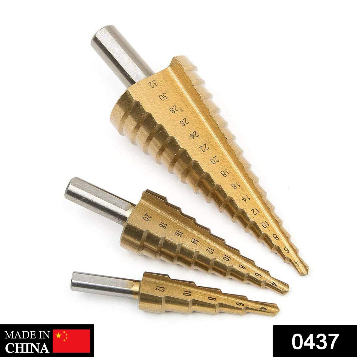 3X Large HSS Steel Step Cone Drill Titanium Bit Set Hole Cutter (4-32, 4-20, 4-12mm)