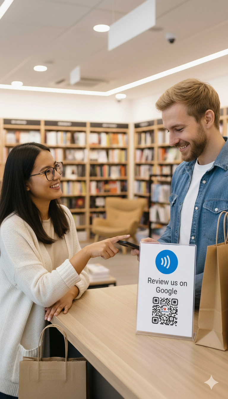 Google Review QR Code Stand – Premium Acrylic with NFC Tap – For Restaurants, Cafés, Salons & Retail