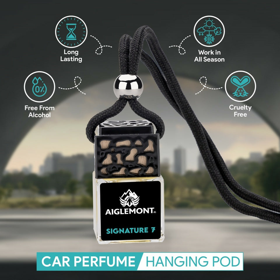Aiglemont's Signature 7 Car Perfume Hanging Pod | Car Air Freshener | Car Accessories (8ml)
