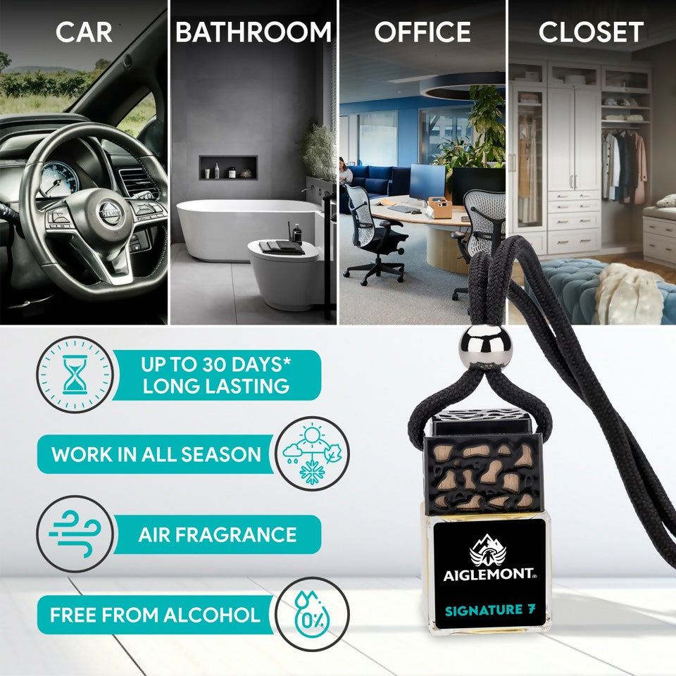 Aiglemont's Signature 7 Car Perfume Hanging Pod | Car Air Freshener | Car Accessories (8ml)