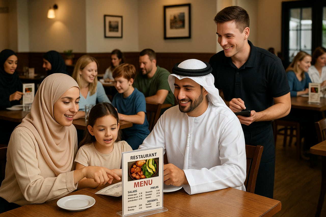 Smart Dual-Sided Table Stand β Google Review + Menu/Promo Display