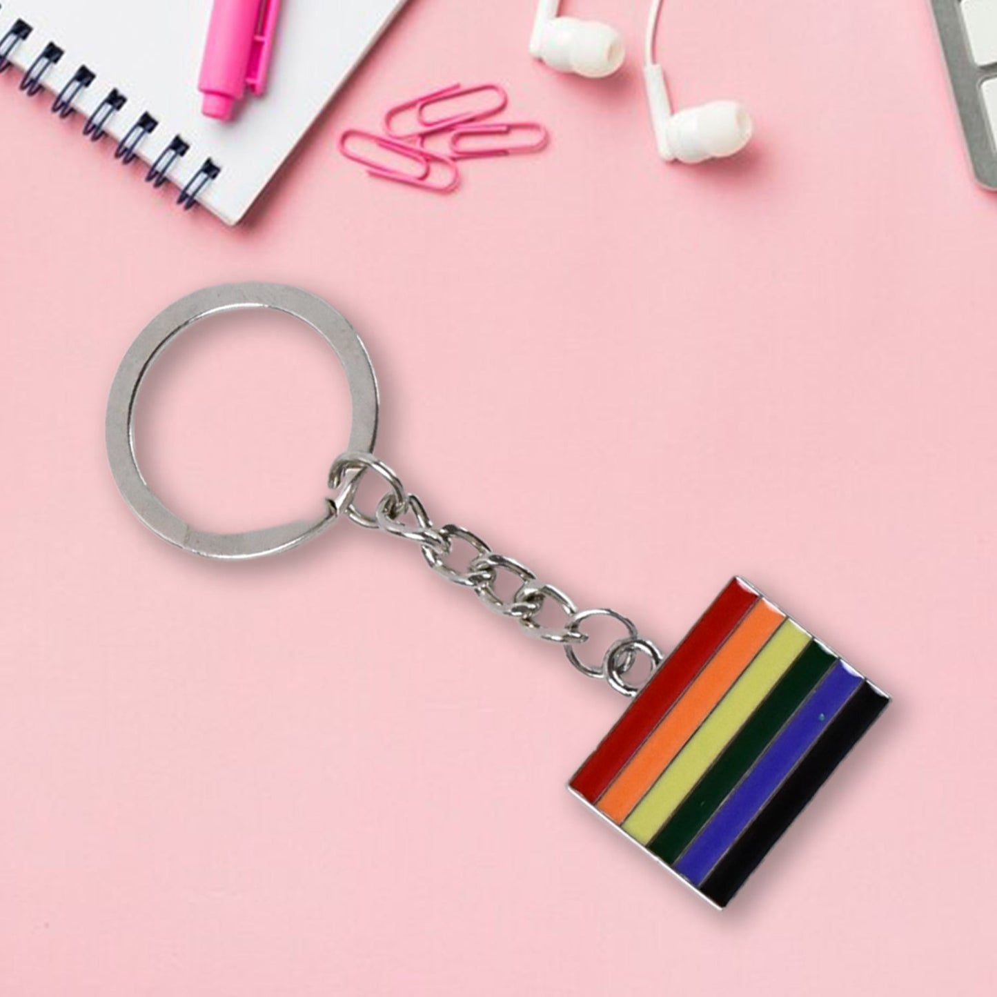 Rainbow Design Metal Keyring Key Chain (1 Pc Mix Design)