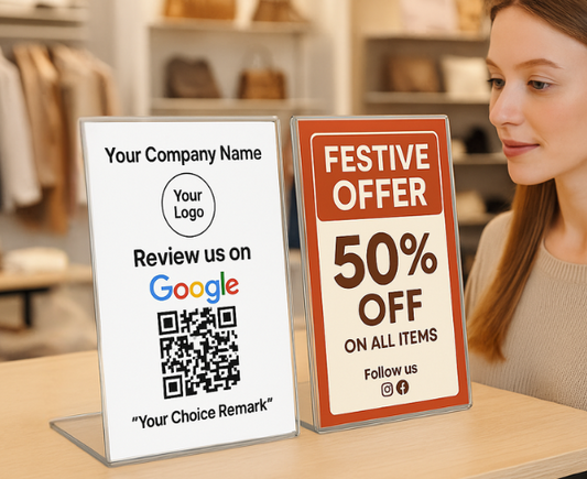 Google Review QR Code Stand – Premium Acrylic with NFC Tap – For Restaurants, Cafés, Salons & Retail
