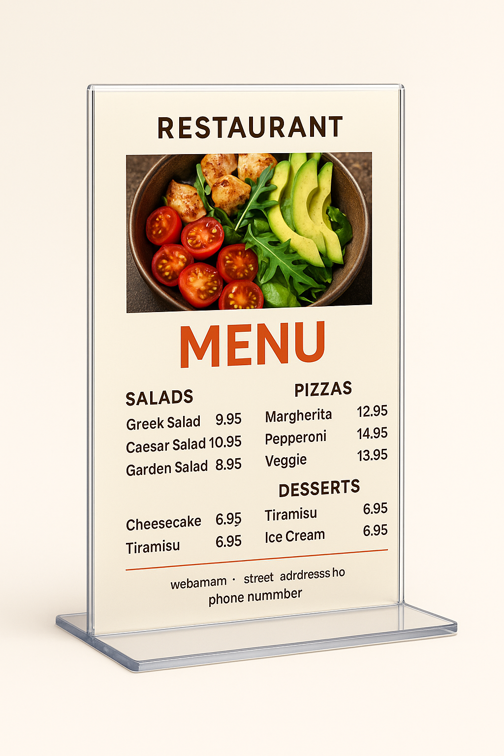 Smart Dual-Sided Table Stand – Google Review + Menu/Promo Display